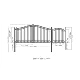 Aleko Steel Dual Swing Driveway Gate - DUBLIN Style - 12 ft with Pedestrian Gate - 5 ft