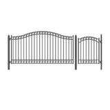 Aleko Steel Single Swing Driveway Gate - DUBLIN Style - 12 ft with Pedestrian Gate - 5 ft