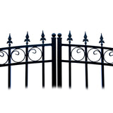 Aleko Steel Dual Swing Driveway Gate - LONDON Style - 12 ft with Pedestrian Gate - 5 ft