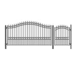 Aleko Steel Single Swing Driveway Gate - LONDON Style - 12 ft with Pedestrian Gate - 5 ft
