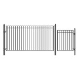 Aleko Steel Single Swing Driveway Gate - MADRID Style - 12 ft with Pedestrian Gate - 5 ft