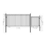 Aleko Steel Single Swing Driveway Gate - MADRID Style - 12 ft with Pedestrian Gate - 5 ft