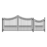 Aleko Steel Dual Swing Driveway Gate - MANHATTAN Style - 12 ft with Pedestrian Gate - 5 ft