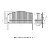 Aleko Steel Single Swing Driveway Gate - MUNICH Style - 12 ft with Pedestrian Gate - 5 ft