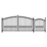 Aleko Steel Dual Swing Driveway Gate - PARIS Style - 12 ft with Pedestrian Gate - 5 ft
