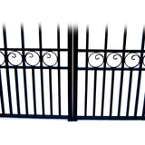 Aleko Steel Dual Swing Driveway Gate - PARIS Style - 12 ft with Pedestrian Gate - 5 ft