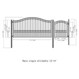 Aleko Steel Single Swing Driveway Gate - PARIS Style - 12 ft with Pedestrian Gate - 5 ft