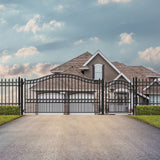 Aleko Steel Single Swing Driveway Gate - PARIS Style - 12 ft with Pedestrian Gate - 5 ft