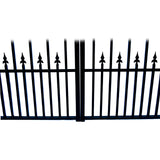 Aleko Steel Dual Swing Driveway Gate - PRAGUE Style - 12 ft with Pedestrian Gate - 5 ft