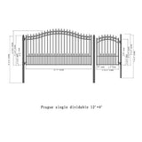 Aleko Steel Single Swing Driveway Gate - PRAGUE Style - 12 ft with Pedestrian Gate - 5 ft