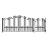 Aleko Steel Dual Swing Driveway Gate - ST. LOUIS Style - 12 ft with Pedestrian Gate - 5 ft
