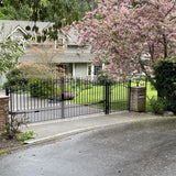 Aleko Steel Dual Swing Driveway Gate - ST. LOUIS Style - 12 ft with Pedestrian Gate - 5 ft