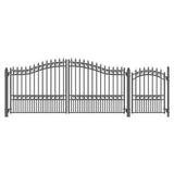 Aleko Steel Dual Swing Driveway Gate - LONDON Style - 14 ft with Pedestrian Gate - 5 ft