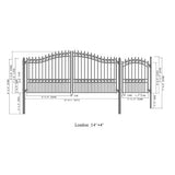 Aleko Steel Dual Swing Driveway Gate - LONDON Style - 14 ft with Pedestrian Gate - 5 ft