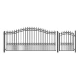 Aleko Steel Single Swing Driveway Gate - LONDON Style - 14 ft with Pedestrian Gate - 5 ft