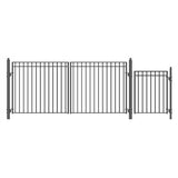 Aleko Steel Dual Swing Driveway Gate - MADRID Style - 14 ft with Pedestrian Gate - 5 ft