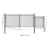 Aleko Steel Dual Swing Driveway Gate - MADRID Style - 14 ft with Pedestrian Gate - 5 ft