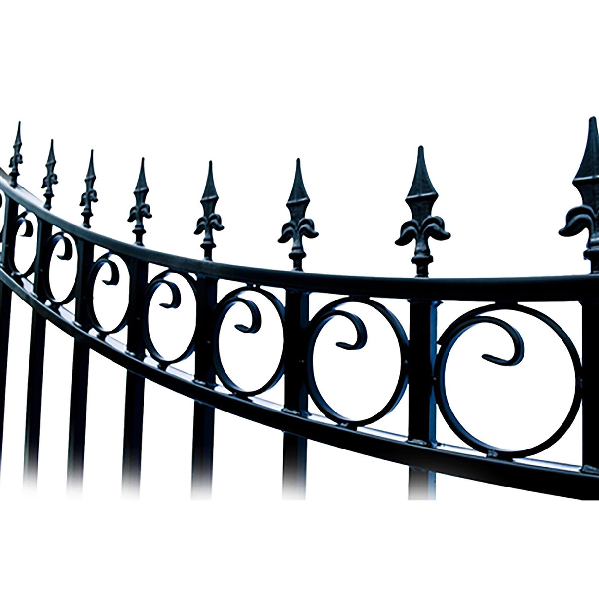Aleko Steel Dual Swing Driveway Gate - MANHATTAN Style - 14 ft with Pedestrian Gate - 5 ft