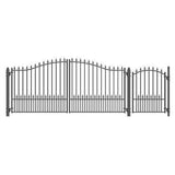 Aleko Steel Dual Swing Driveway Gate - MUNICH Style - 14 ft with Pedestrian Gate - 5 ft
