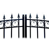 Aleko Steel Dual Swing Driveway Gate - PRAGUE Style - 14 ft with Pedestrian Gate - 5 ft