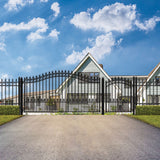 Aleko Steel Single Swing Driveway Gate - PRAGUE Style - 14 ft with Pedestrian Gate - 5 ft