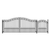 Aleko Steel Dual Swing Driveway Gate - ST. LOUIS Style - 14 ft with Pedestrian Gate - 5 ft