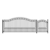 Aleko Steel Single Swing Driveway Gate - ST.LOUIS Style - 14 ft with Pedestrian Gate - 5 ft
