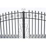Aleko Steel Dual Swing Driveway Gate - VENICE Style - 14 ft with Pedestrian Gate - 5 ft