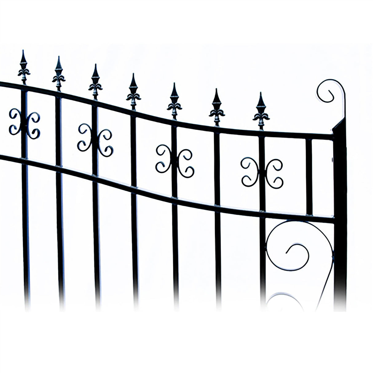 Aleko Steel Dual Swing Driveway Gate - VENICE Style - 14 ft with Pedestrian Gate - 5 ft