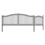 Aleko Steel Dual Swing Driveway Gate - DUBLIN Style - 16 ft with Pedestrian Gate - 5 ft