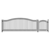 Aleko Steel Single Swing Driveway Gate - DUBLIN Style - 16 ft with Pedestrian Gate - 5 ft