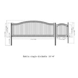 Aleko Steel Single Swing Driveway Gate - DUBLIN Style - 16 ft with Pedestrian Gate - 5 ft