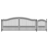 Aleko Steel Dual Swing Driveway Gate - LONDON Style - 16 ft with Pedestrian Gate - 5 ft