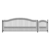 Aleko Steel Single Swing Driveway Gate - LONDON Style - 16 ft with Pedestrian Gate - 5 ft