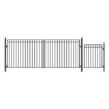 Aleko Steel Dual Swing Driveway Gate - MADRID Style - 16 ft with Pedestrian Gate - 5 ft