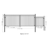 Aleko Steel Dual Swing Driveway Gate - MADRID Style - 16 ft with Pedestrian Gate - 5 ft