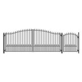 Aleko Steel Dual Swing Driveway Gate - MUNICH Style - 16 ft with Pedestrian Gate - 5 ft