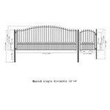 Aleko Steel Single Swing Driveway Gate - MUNICH Style - 16 ft with Pedestrian Gate - 5 ft