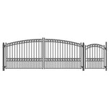 Aleko Steel Dual Swing Driveway Gate - PARIS Style - 16 ft with Pedestrian Gate - 5 ft