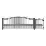 Aleko Steel Single Swing Driveway Gate - PARIS Style - 16 ft with Pedestrian Gate - 5 ft