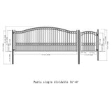 Aleko Steel Single Swing Driveway Gate - PARIS Style - 16 ft with Pedestrian Gate - 5 ft
