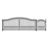 Aleko Steel Dual Swing Driveway Gate - PRAGUE Style - 16 ft with Pedestrian Gate - 5 ft