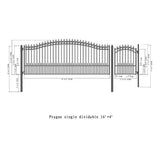 Aleko Steel Single Swing Driveway Gate - PRAGUE Style - 16 ft with Pedestrian Gate - 5 ft