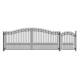 Aleko Steel Dual Swing Driveway Gate - ST. LOUIS Style - 16 ft with Pedestrian Gate - 5 ft