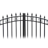 Aleko Steel Dual Swing Driveway Gate - ST. LOUIS Style - 16 ft with Pedestrian Gate - 5 ft
