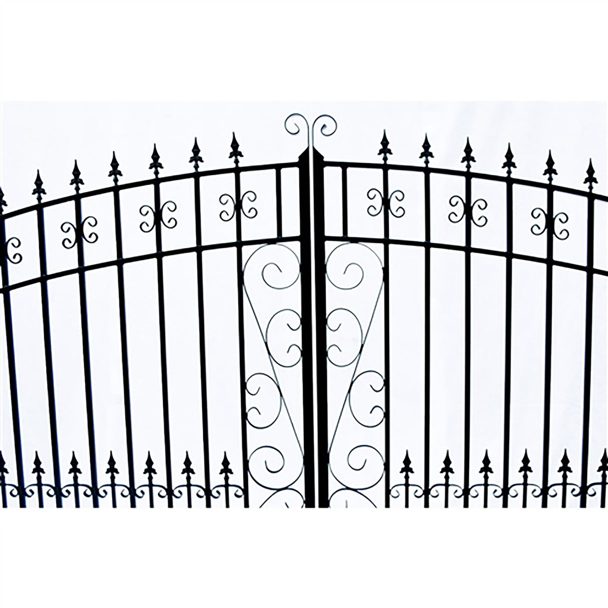 Aleko Steel Dual Swing Driveway Gate - VENICE Style - 16 ft with Pedestrian Gate - 5 ft