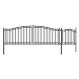 Aleko Steel Dual Swing Driveway Gate - DUBLIN Style - 18 ft with Pedestrian Gate - 5 ft