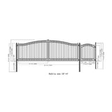 Aleko Steel Dual Swing Driveway Gate - DUBLIN Style - 18 ft with Pedestrian Gate - 5 ft