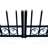 Aleko Steel Dual Swing Driveway Gate - DUBLIN Style - 18 ft with Pedestrian Gate - 5 ft