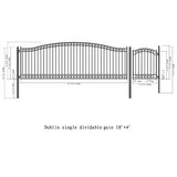 Aleko Steel Single Swing Driveway Gate - DUBLIN Style - 18 ft with Pedestrian Gate - 5 ft